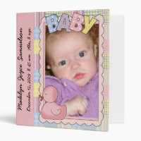 Pink Baby Girl's Custom Photo Scrapbook 3 Ring Binder