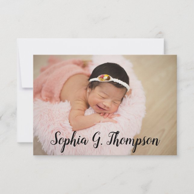 Personalized Baby girl photo Baby name script Announcement (Front)