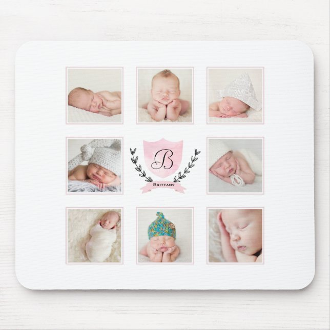 PERSONALIZED BABY GIRL PHOTO COLLAGE MOUSE PAD (Front)