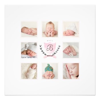 Personalized Baby Girl Photo Collage With Wreath by marisuvalencia at Zazzle