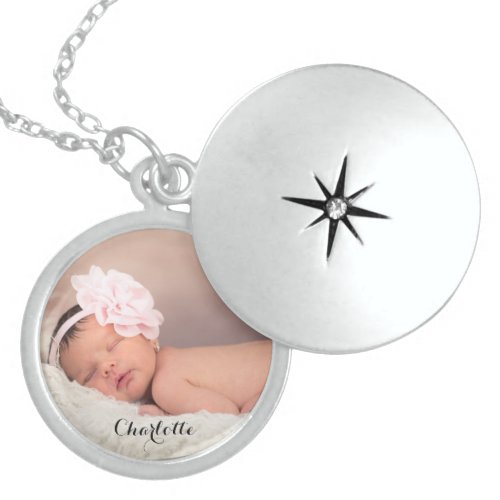 Personalized Baby Girl Photo Name Custom Locket Necklace