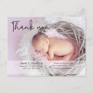 Personalized baby girl photo Thank you Postcard