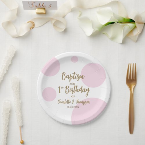 Personalized Baby Girl Pink Baptism & gold Custom