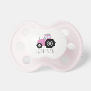 Personalized Baby Girl Pink Farm Tractor With Name Pacifier at Zazzle