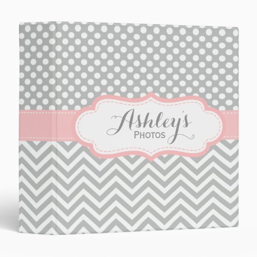 Personalized Baby Girl Pink Gray Photo Binder