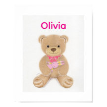 Personalized Baby Girl Teddy Bear Nursey Poster