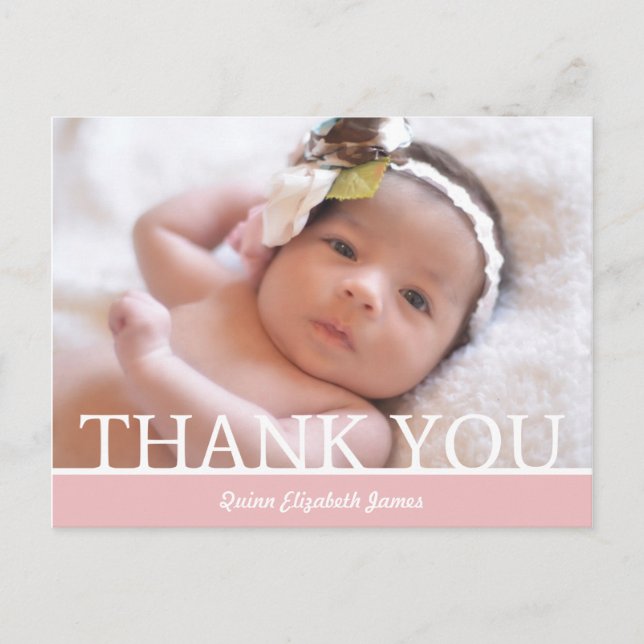Personalized Baby Girl Thank You Card - 4.25 x 5.6 (Front)