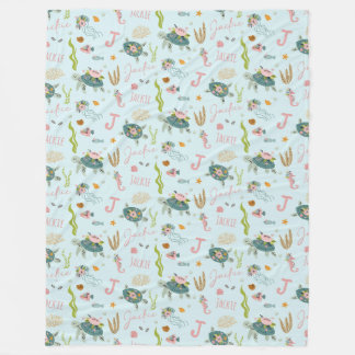 Personalized Baby Girl Turtle | 60x80 Fleece