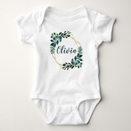 Personalized Baby Girl with Floral Wreath Baby Bodysuit