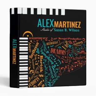 Personalized Baby Grand Piano Student Teacher 3 Ring Binder