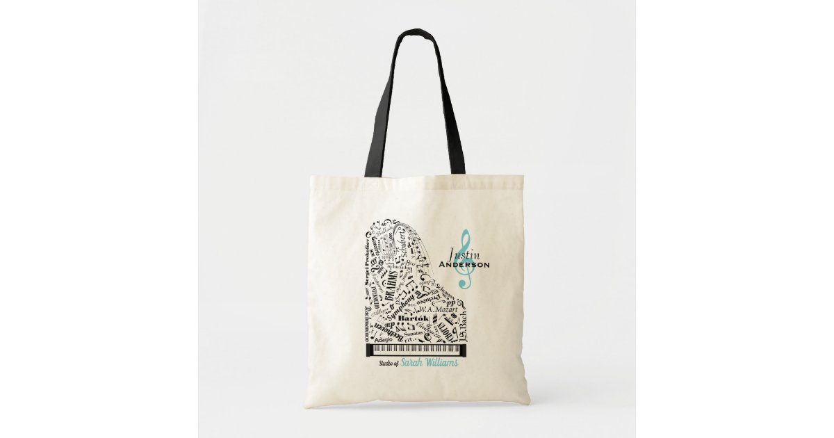 Personalized Baby Grand Piano Student Teacher Tote Bag Zazzle Com