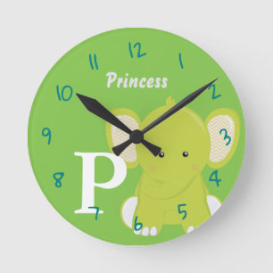 Personalized Baby Green Round Clock