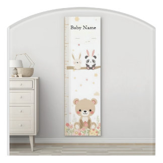Personalized Baby Growth Chart – Cute Animal Nurse Door Sign