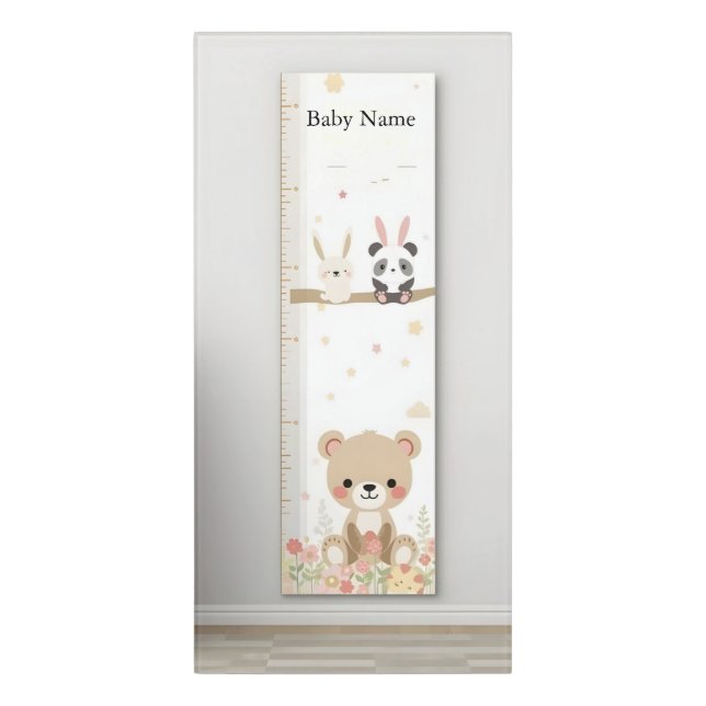 Personalized Baby Growth Chart – Cute Animal Nurse Door Sign (Classic Front Vert)