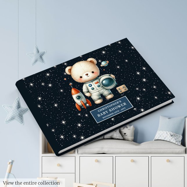 Personalized Baby Guest Book Teddy Bear Astronaut (Personalized Baby Guest Book Teddy Bear Astronaut)