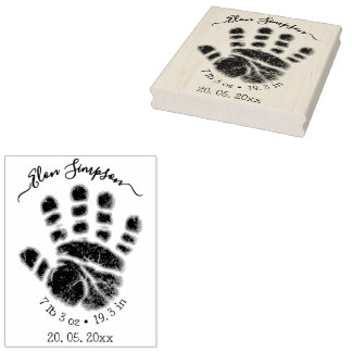 Personalized Baby Hand Stamp, Newborn Rubber Stamp
