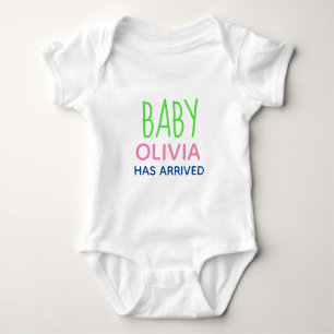 PERSONALIZED BABY HAS ARRIVED one-piece Baby Bodysuit