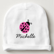Personalized Baby Hat For Girl With Pink Ladybug at Zazzle