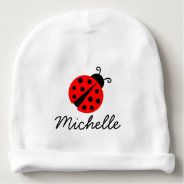 Personalized Baby Hat For Girl With Red Lady Bug at Zazzle