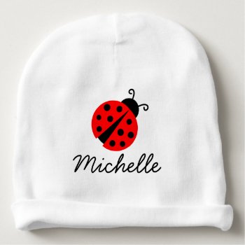 Personalized Baby Hat For Girl With Red Lady Bug by logotees at Zazzle