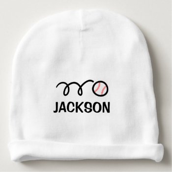 Personalized Baby Hat With Cute Baseball Design by logotees at Zazzle