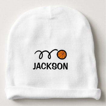 Personalized Baby Hat With Cute Basketball Design by logotees at Zazzle