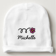 Personalized Baby Hat With Cute Pink Daisy Flower at Zazzle