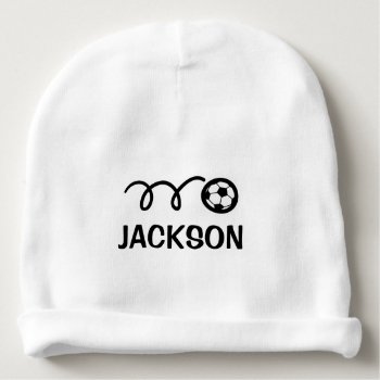 Personalized Baby Hat With Cute Soccer Ball Design by logotees at Zazzle