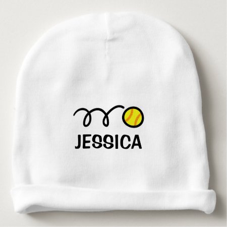 Personalized Baby Hat With Cute Softball Design