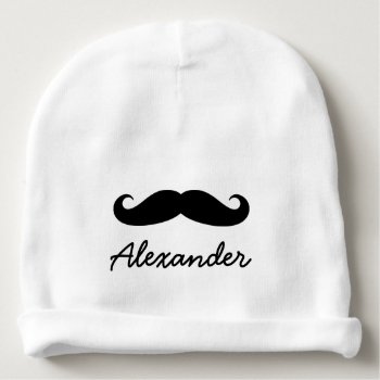 Personalized Baby Hat With Funny Black Mustache by logotees at Zazzle