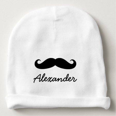 Personalized Baby Hat With Funny Black Mustache