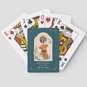 Personalized Baby Highland Cow Wedding Favor Photo Poker Cards