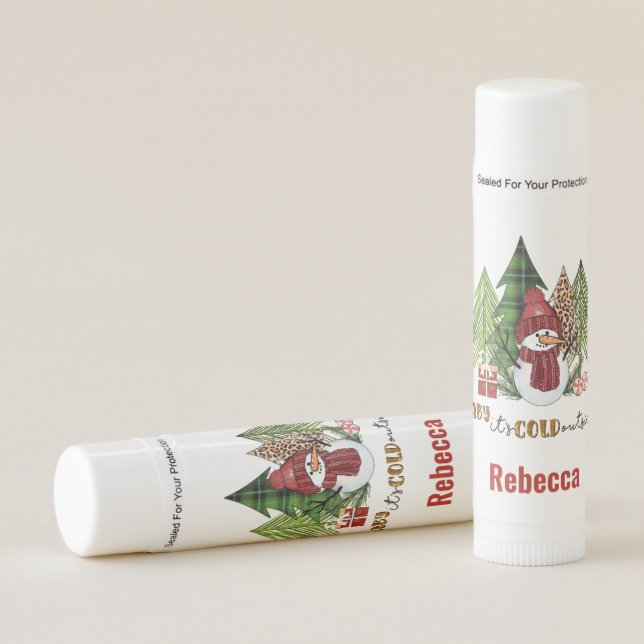 Personalized Baby It's Cold Outside Christmas Lip Balm (Front)