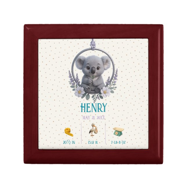 Personalized Baby Keepsake Box – Baby Koala (Front)