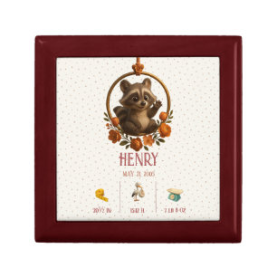 Personalized Baby Keepsake Box – Woodland Raccoon