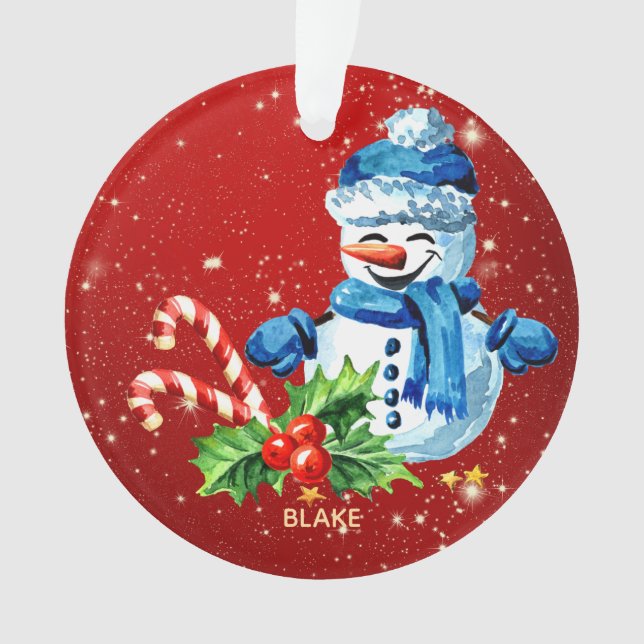 Personalized Baby Keepsake Ornament - Snowman (Front)