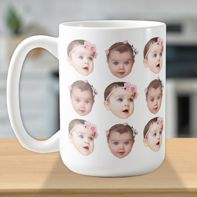 Personalized Baby Kids Family Face 2 Photos Coffee Mug (Creator Uploaded)