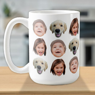 Personalized Baby Kids Family Face 3 Photos Coffee Mug
