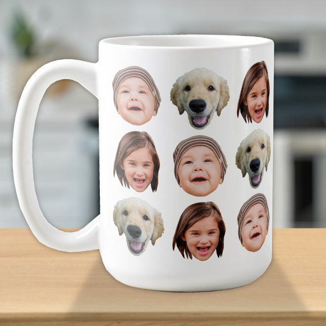 Personalized Baby Kids Family Face 3 Photos Coffee Mug (Creator Uploaded)