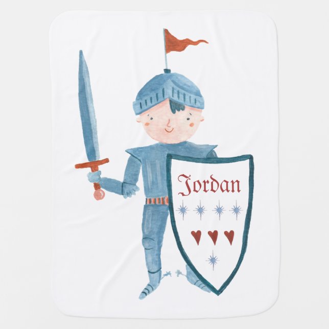 Personalized baby knight design fleece blanket (Front)