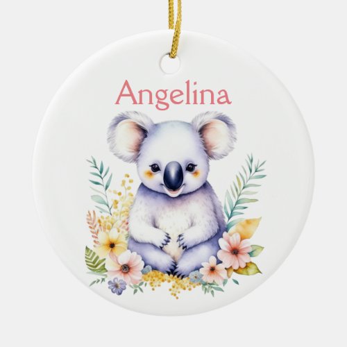 Personalized Baby Koala Bear Christmas Ceramic Ornament