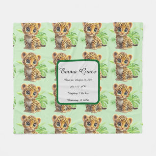 Personalized Baby Leopard Jungle Fleece Blanket