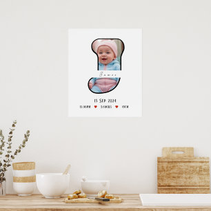 Personalized Baby Letter J With Border- Poster