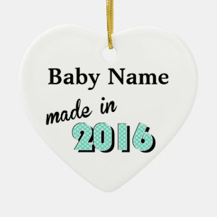 Personalized Baby Made In 2016 Green Ceramic Ornament