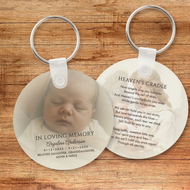 Personalized Baby Memorial Photo & Custom Text Keychain (Creator Uploaded)