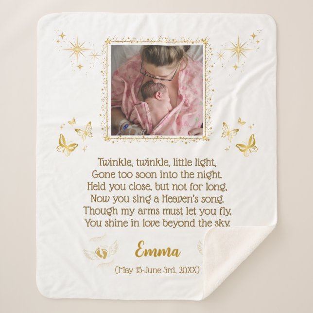 Personalized Baby Memorial Sherpa Blanket (Front)