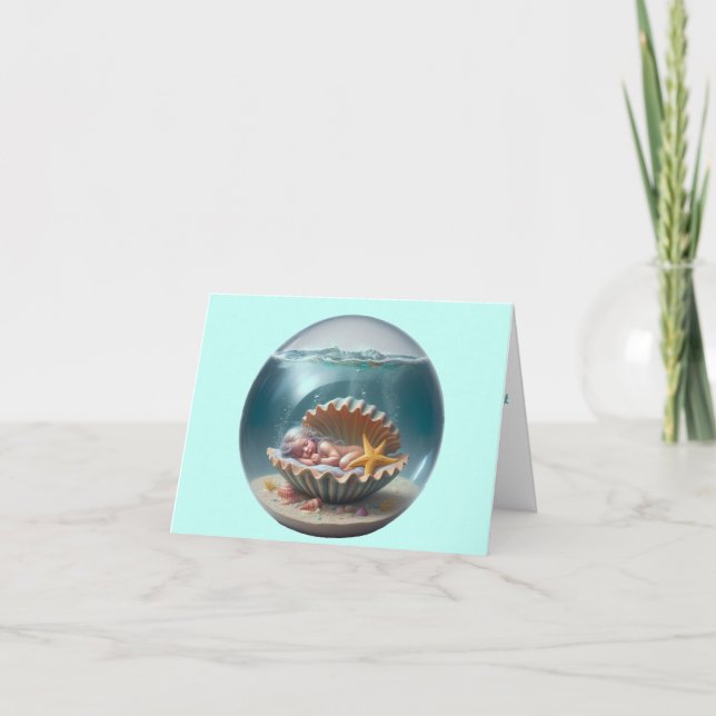 Personalized Baby Mermaid Welcome Card (Front)