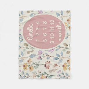 Personalized Baby Milestone Blanket Girl Floral 