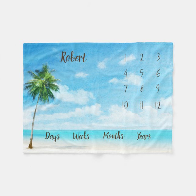 Personalized Baby Milestone Fleece Blanket (Front (Horizontal))
