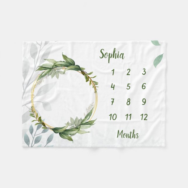 Personalized Baby Milestone Fleece Blanket (Front (Horizontal))
